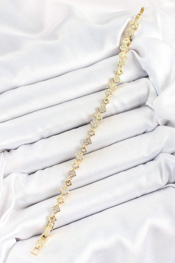 EBJ Rice Clover Model Zircon Stone Gold Color VIP Series Women's Bracelet - Ames