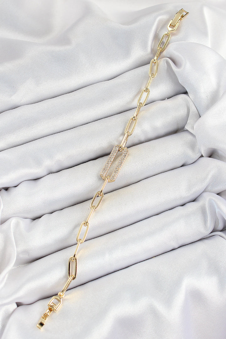 EBJ Gold Color VIP Series Women's Bracelet with Rectangular Model Zircon Stone - Runcorn