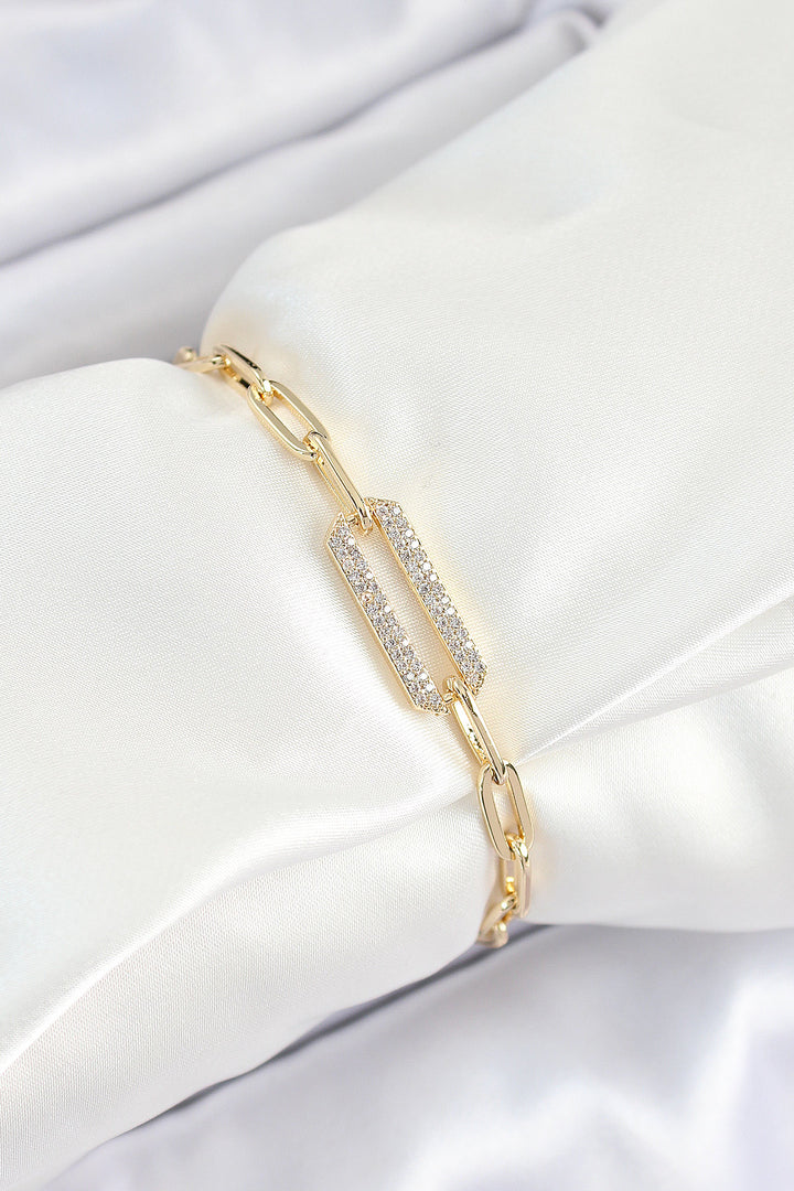 EBJ Gold Color VIP Series Women's Bracelet with Rectangular Model Zircon Stone - Runcorn
