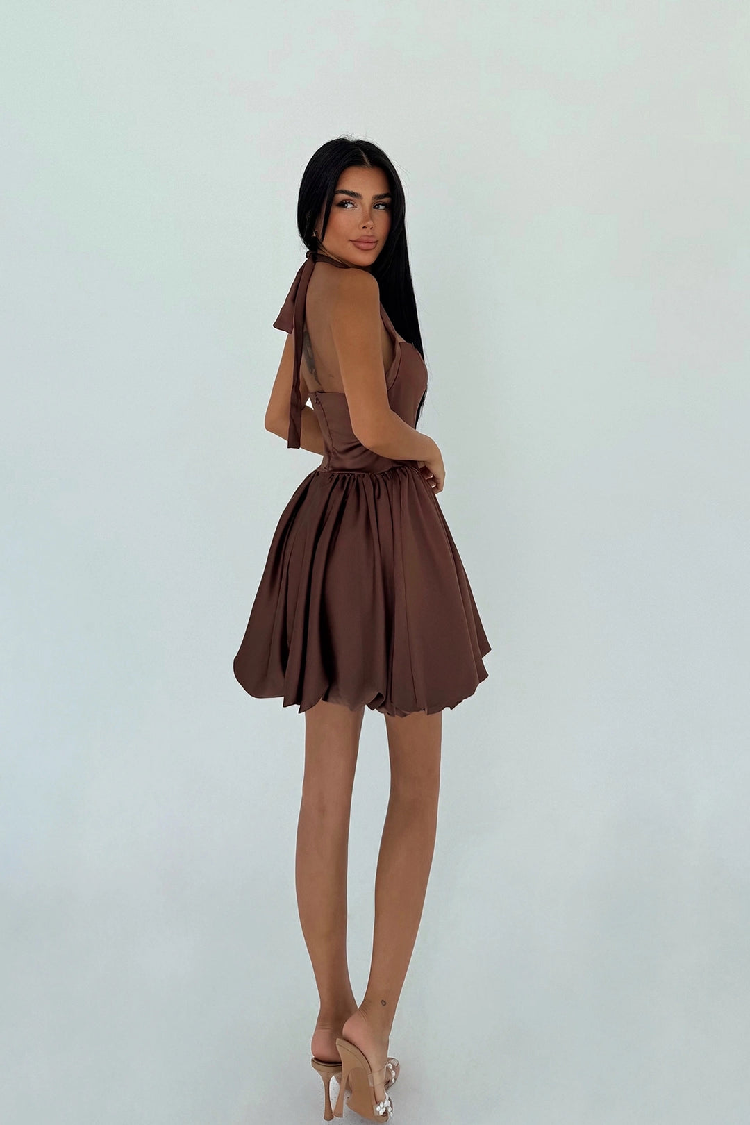 EYY Women Kahverengi Estella Mini Balon Etek Elbise - Wuppertal