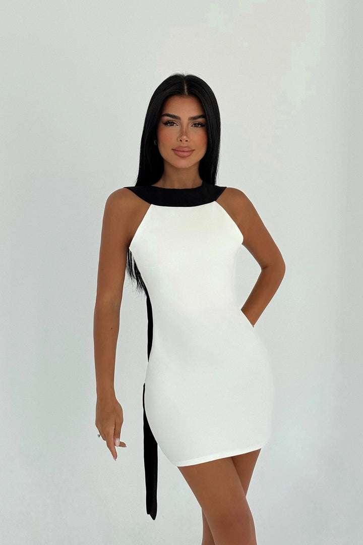EYY Women Beyaz İki Tonlu Mini Elbise - Dothan