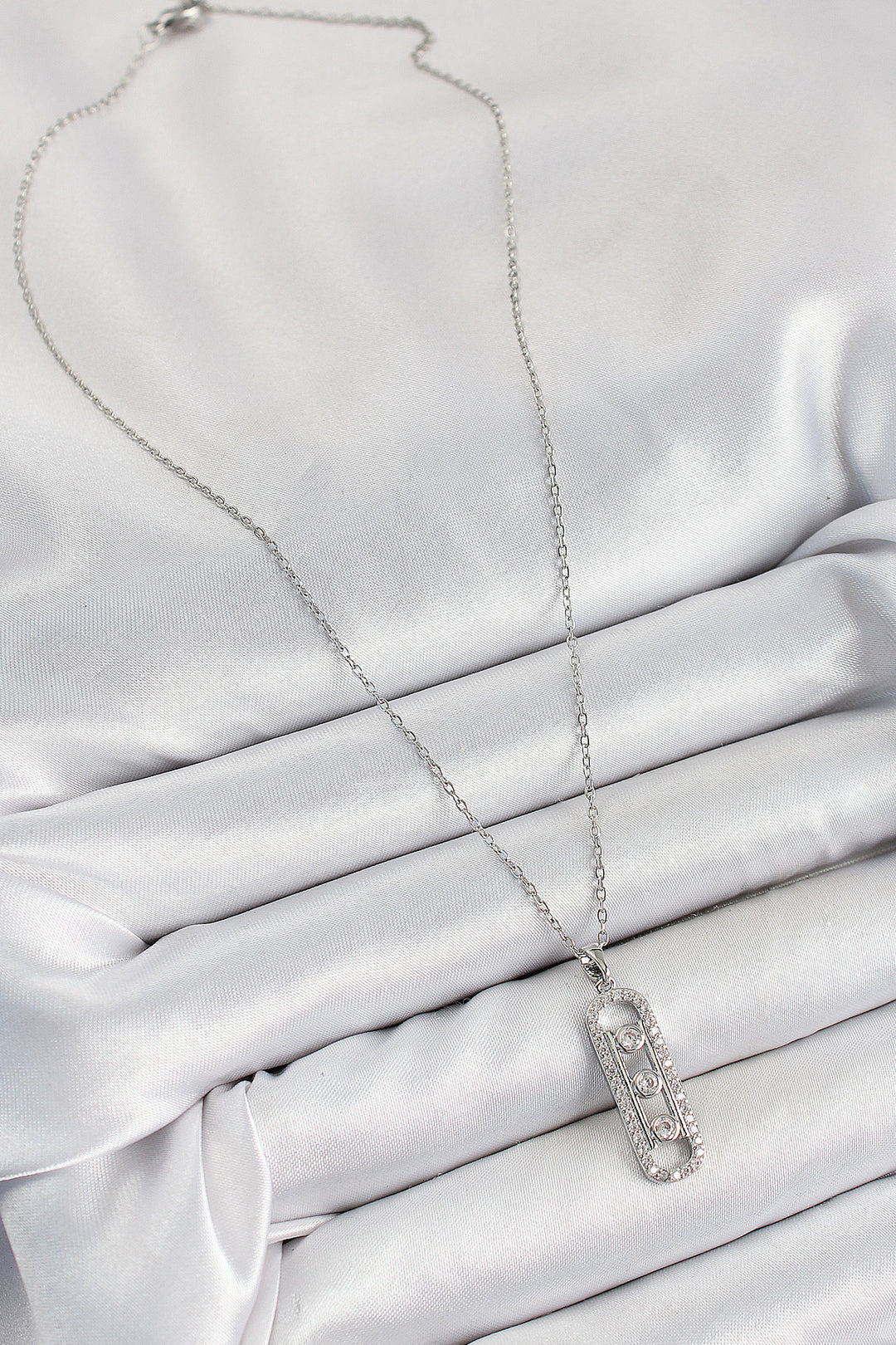 EBJ 316L Stainless Steel Zircon Stone Messika Model Silver Color Women's Necklace - Crystal Lake