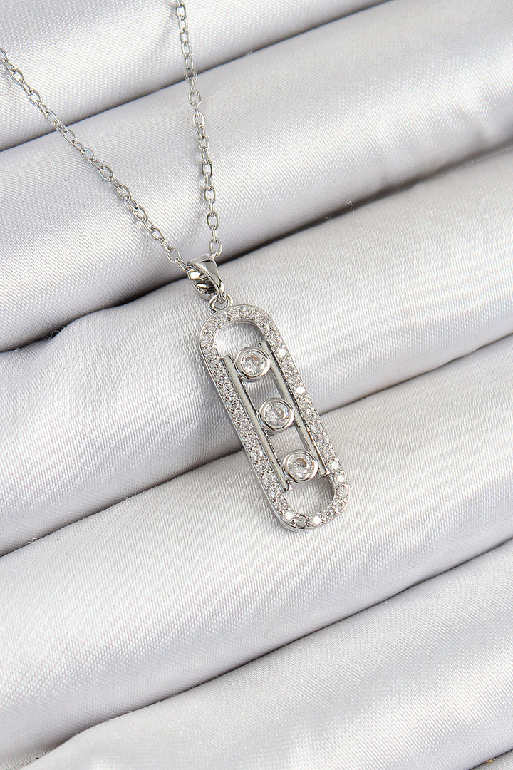 EBJ 316L Stainless Steel Zircon Stone Messika Model Silver Color Women's Necklace - Crystal Lake