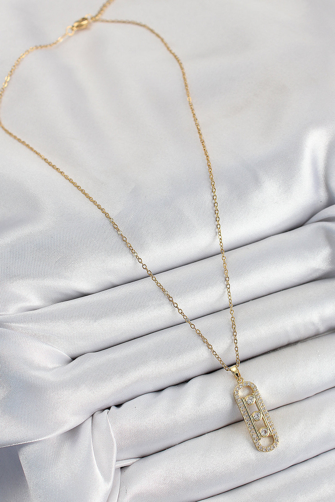 EBJ 316L Steel Zircon Stone Messika Model Gold Color Women's Necklace - Plymouth