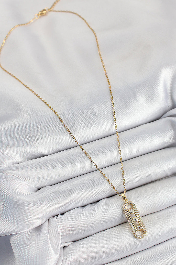 EBJ 316L Steel Zircon Stone Messika Model Gold Color Women's Necklace - Plymouth