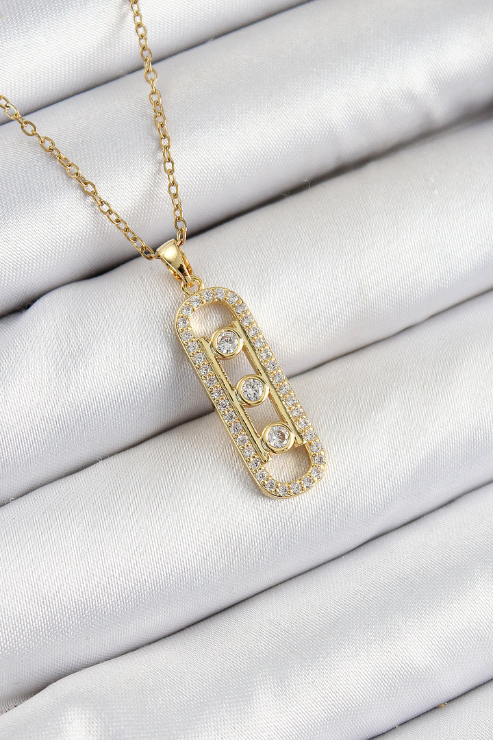EBJ 316L Steel Zircon Stone Messika Model Gold Color Women's Necklace - Plymouth