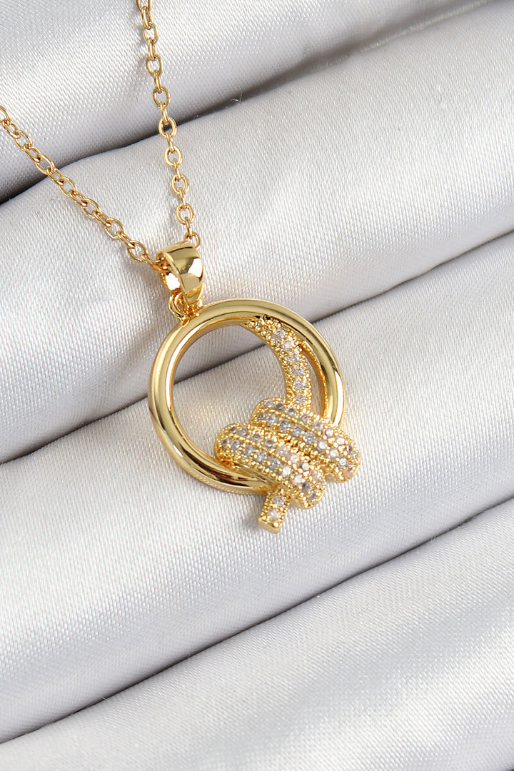 EBJ 316L Stainless Steel Zircon Stone Knot Design Gold Color Women's Necklace - Salford