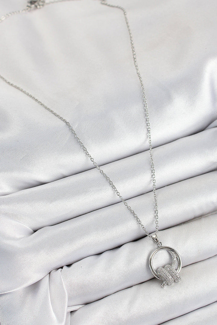 EBJ 316L Stainless Steel Knot Design Silver Color Women's Necklace with Zircon Stone - Castellón de la Plana
