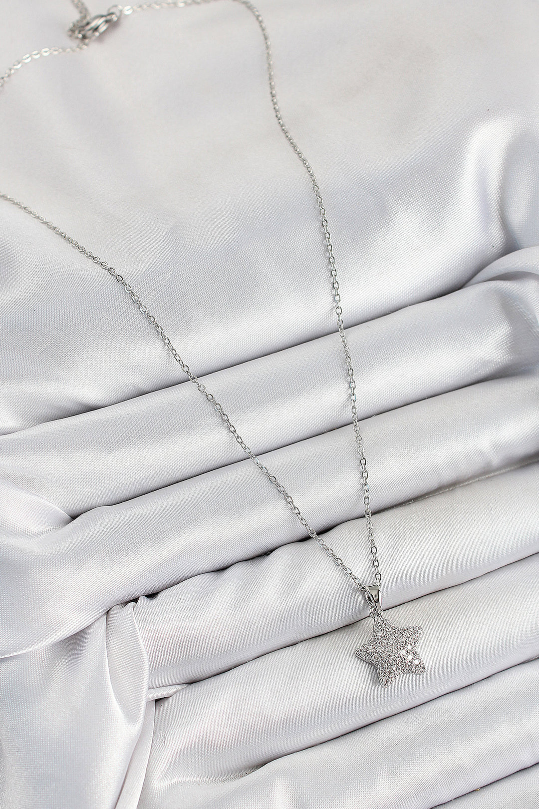 EBJ 316L Stainless Steel Star Model Necklace with Zircon Stone in Silver Color for Women - Shrewsbury