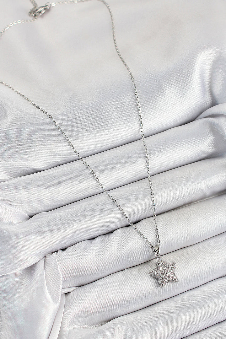 EBJ 316L Stainless Steel Star Model Necklace with Zircon Stone in Silver Color for Women - Shrewsbury