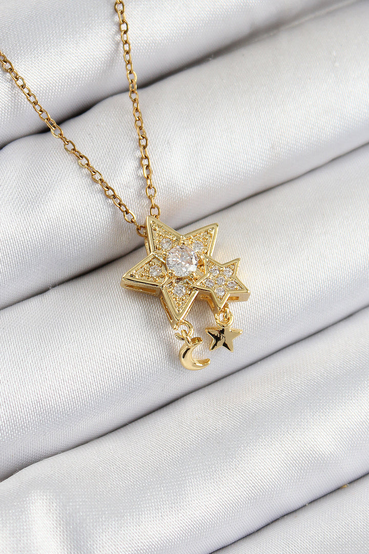 EBJ 316L Stainless Steel Zircon Stone Pendant Star Model Gold Color Women's Necklace - Cunduacán