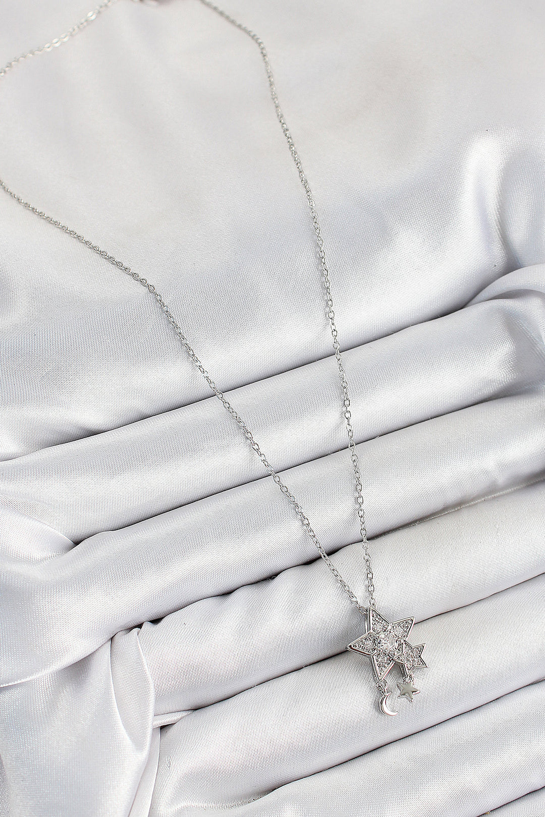 EBJ 316L Stainless Steel Zircon Stone Pendant Star Model Silver Color Women's Necklace - Villeneuve-Saint-Georges