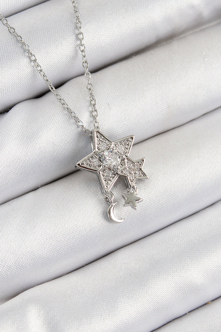 EBJ 316L Stainless Steel Zircon Stone Pendant Star Model Silver Color Women's Necklace - Villeneuve-Saint-Georges