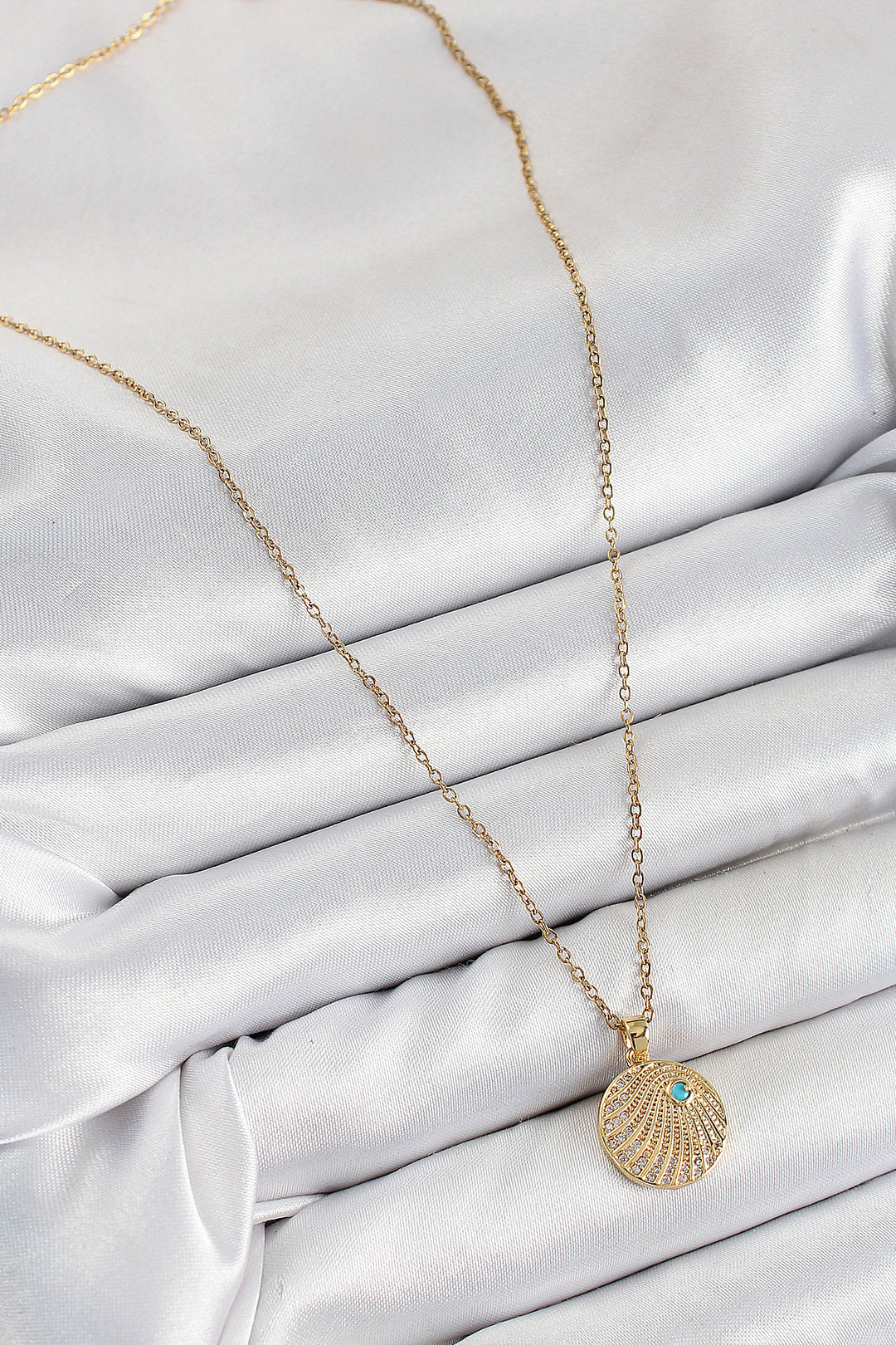 EBJ 316L Steel Zircon Stone Pendant Model Gold Color Women's Necklace - Agua Prieta