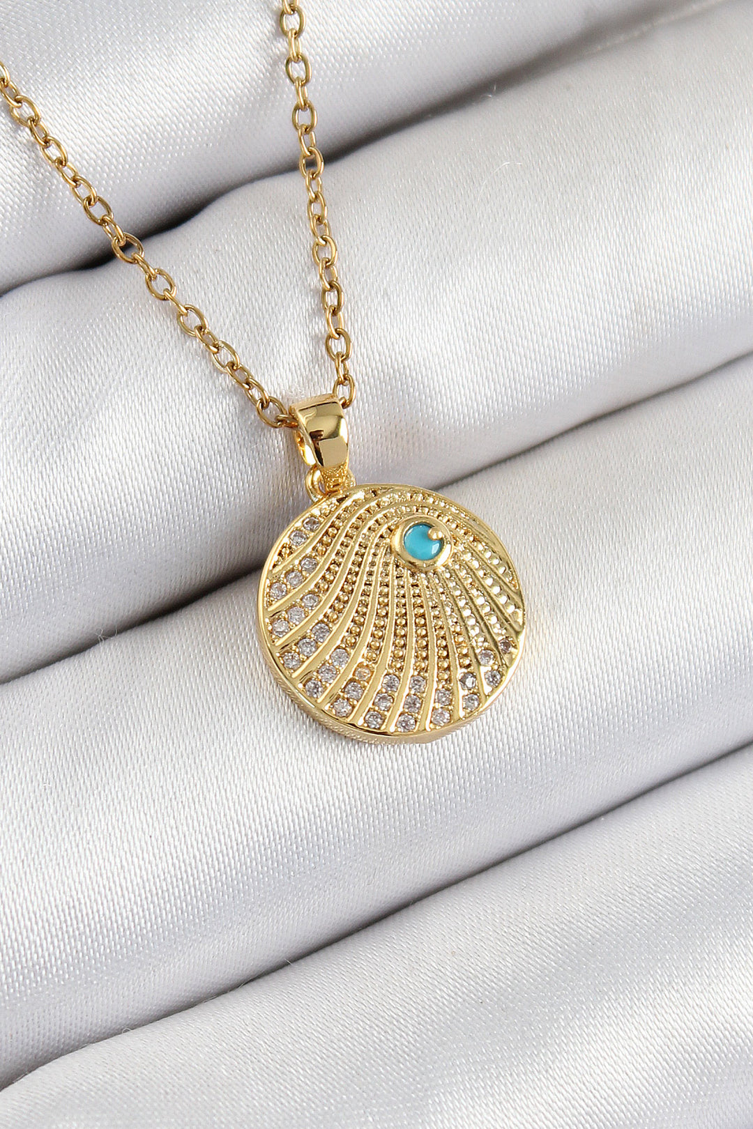 EBJ 316L Steel Zircon Stone Pendant Model Gold Color Women's Necklace - Agua Prieta