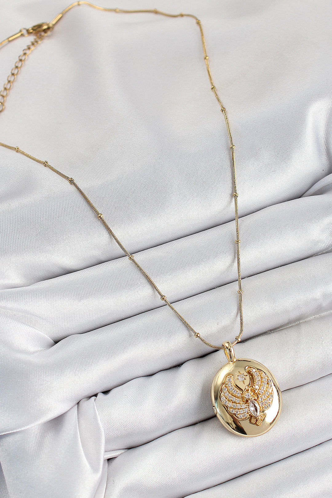 EBJ 316L Stainless Steel Chain Adjustable Phoenix Bird Model with Zircon Stone Gold Color Women's Necklace - Hermosillo