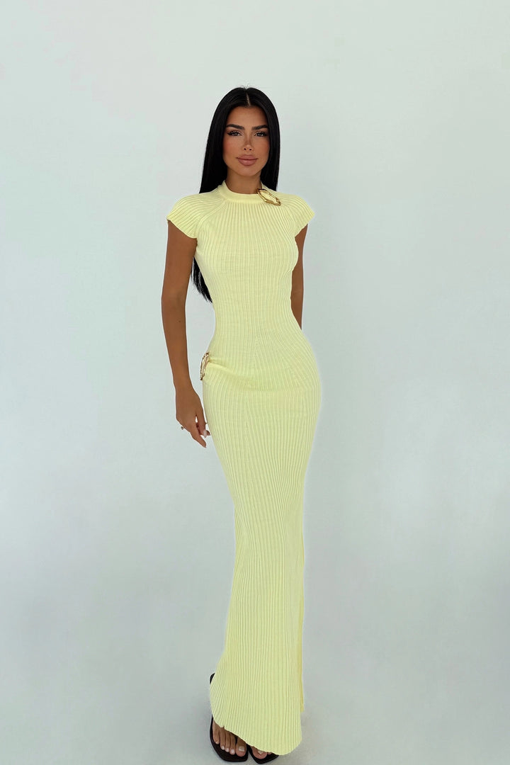 EYY Women Yellow Knit Long Dress - Athis-Mons