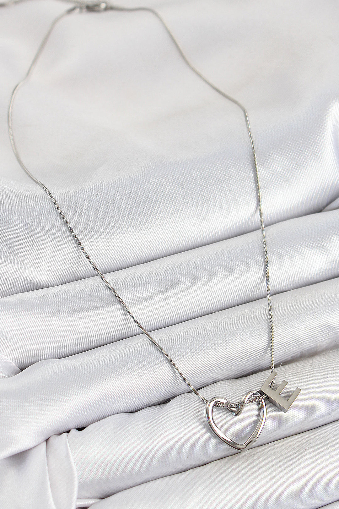 EBJ 316L Stainless Steel Heart Detailed Silver Color Letter Necklace 24-Pack Necklace - Farmington