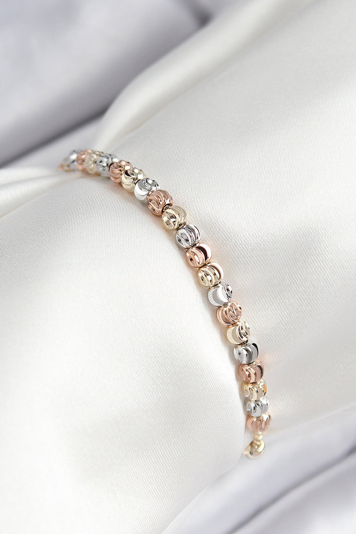 EBJ Rice-Grain Bead Model Gold Silver Rose Color Bracelet with Elevator for Women - Auxerre