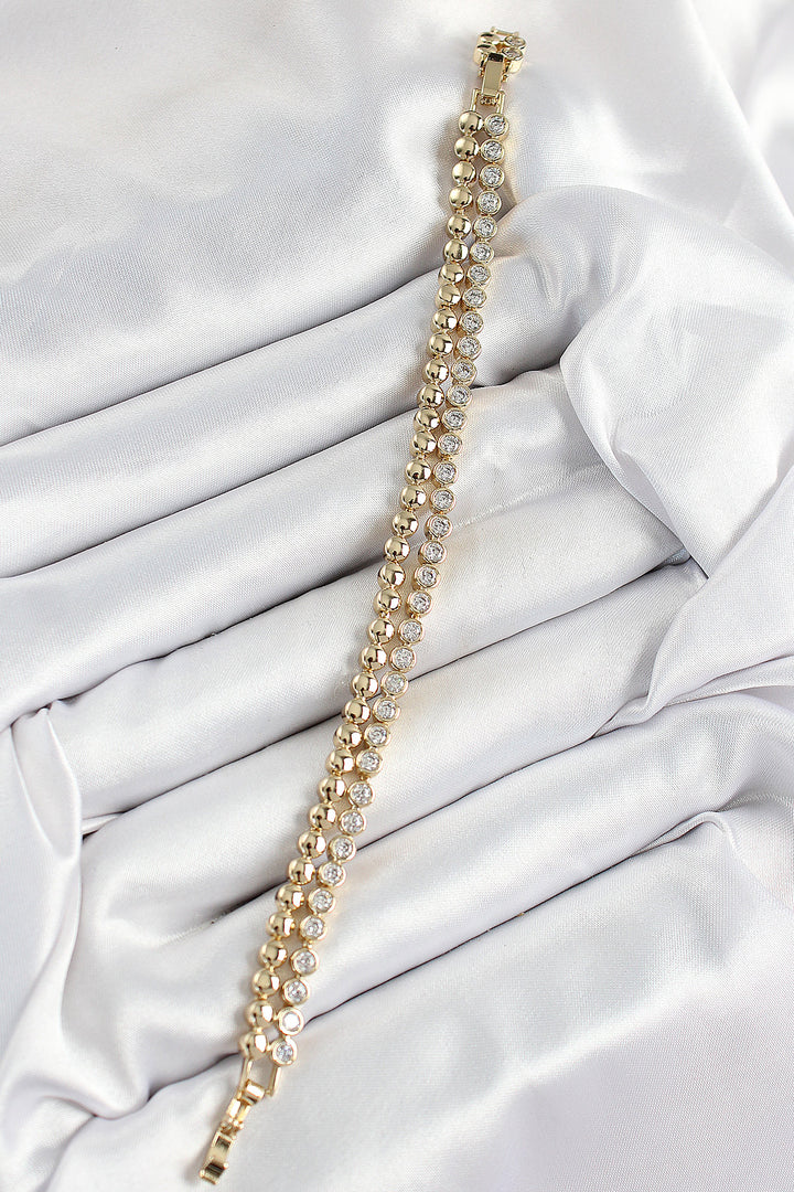 EBJ Xuping Brass Zircon Stone Double-Sided Model Gold Color Women's Bracelet - Glyfáda