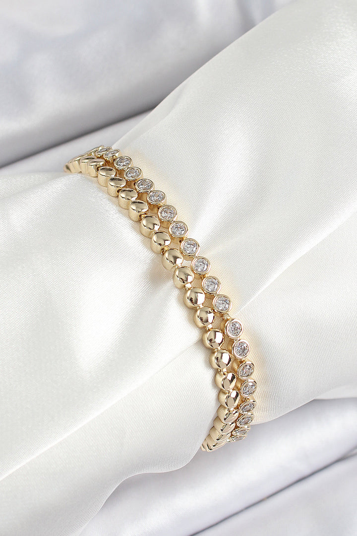 EBJ Xuping Brass Zircon Stone Double-Sided Model Gold Color Women's Bracelet - Glyfáda