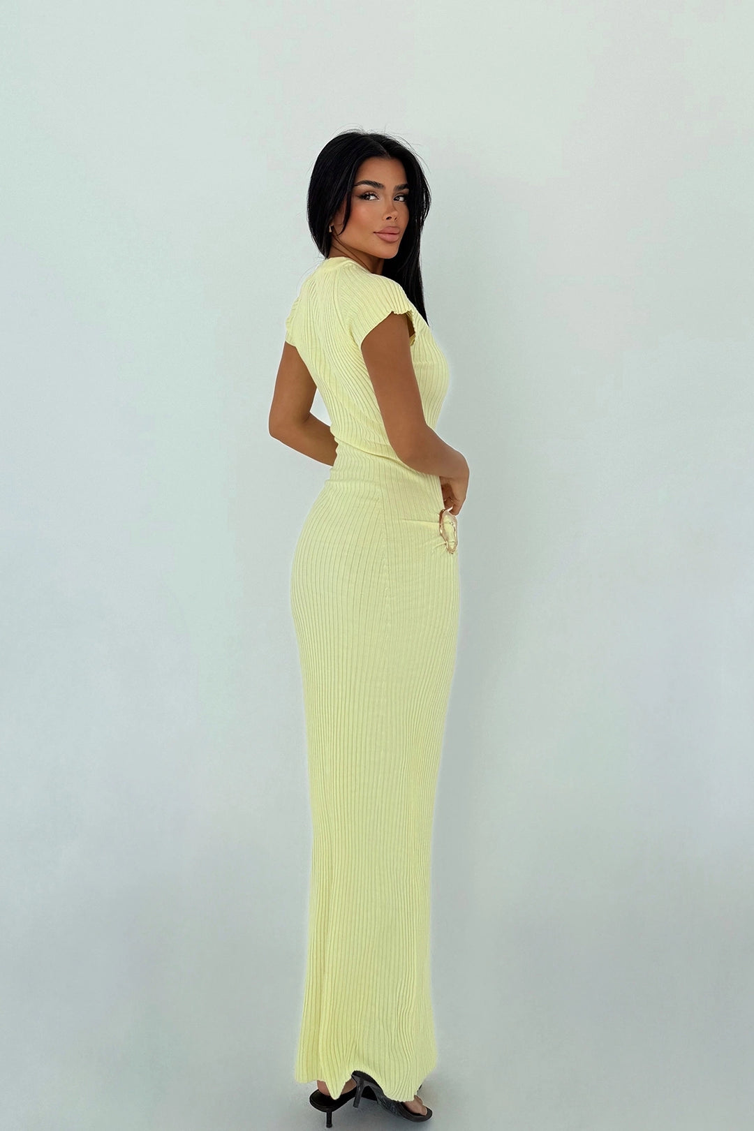 EYY Women Yellow Knit Long Dress - Athis-Mons