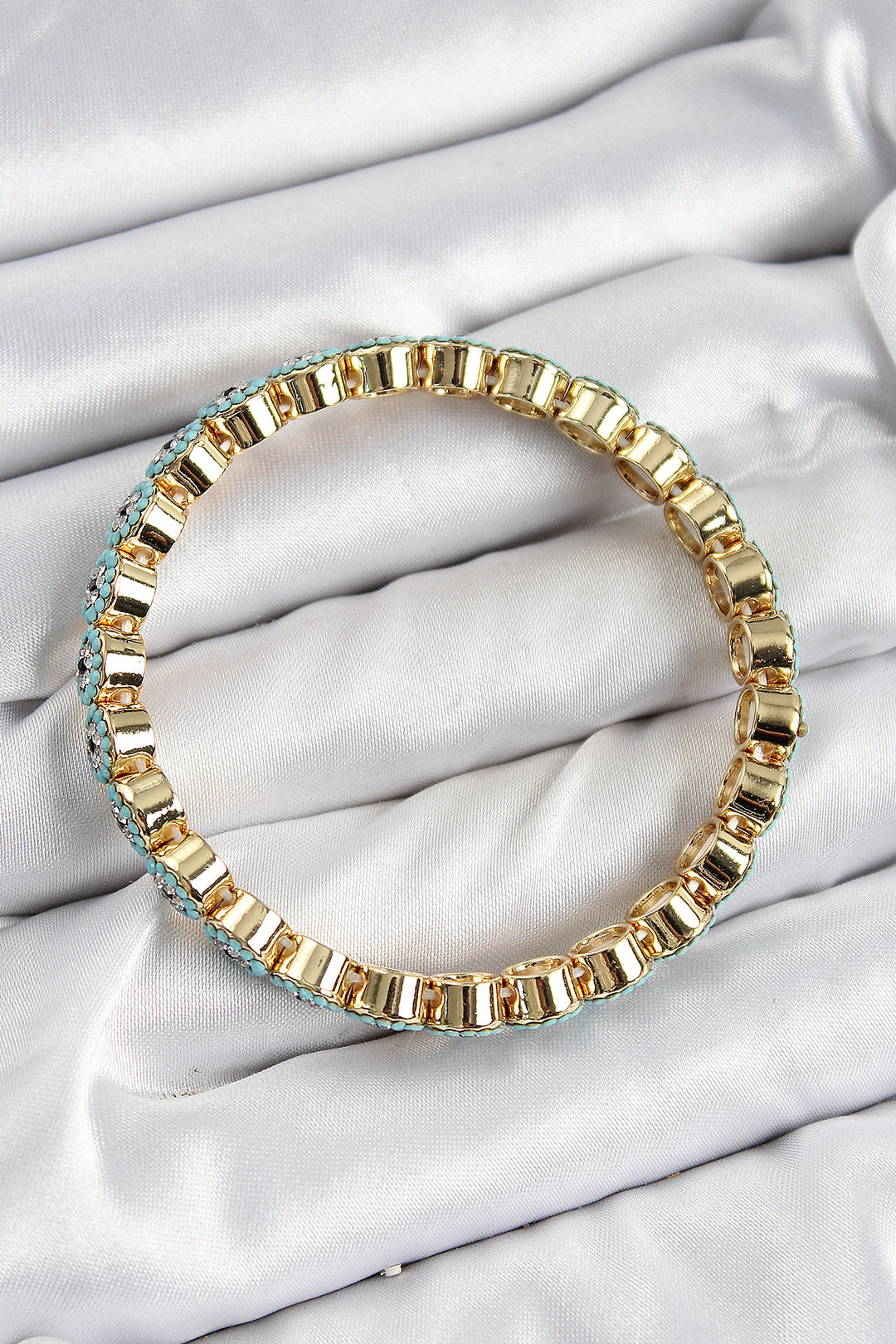 EBJ Rice Zircon Stone Turquoise Evil Eye Model Gold Color Elastic Women's Bracelet - Hoorn