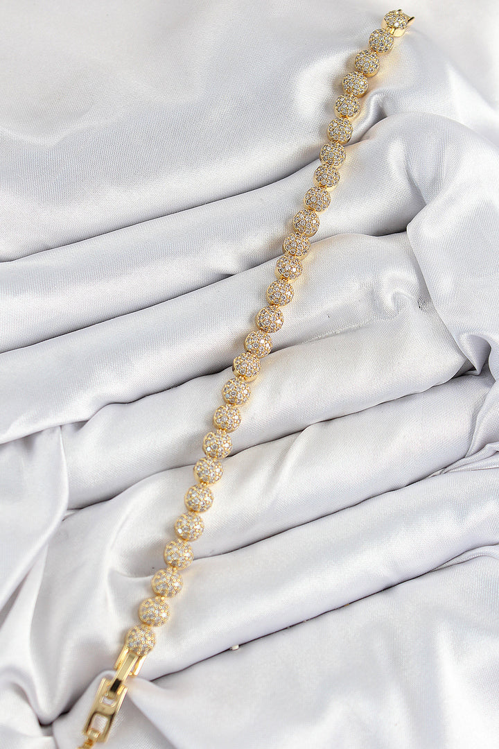 EBJ Rice Zircon Stone Half Bead Model Gold Color VIP Series Women's Bracelet - Rheda-Wiedenbrück