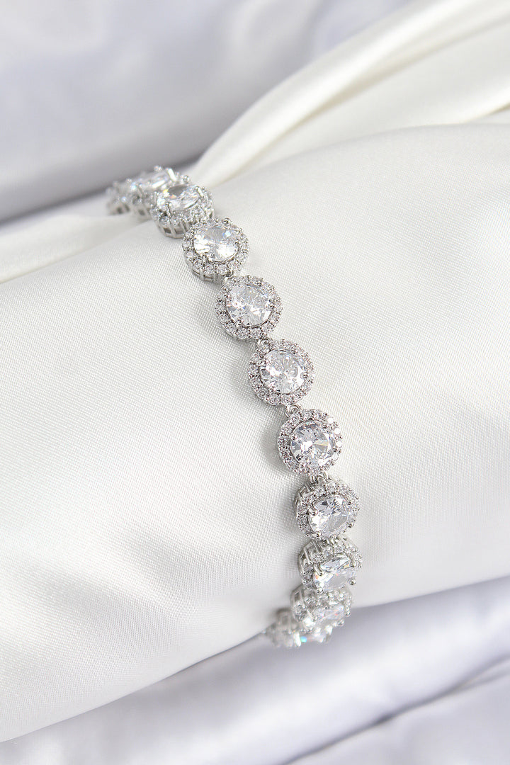 EBJ Rice Zircon Stone Round Baguette Model Silver Color VIP Series Women's Bracelet - Kerch