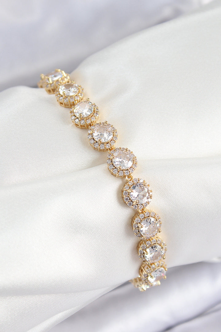 EBJ Rice Zircon Stone Round Baguette Model Gold Color VIP Series Women's Bracelet - Grevenbroich