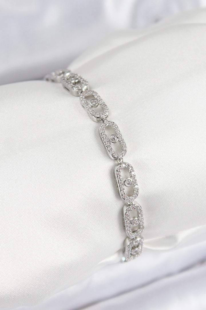 EBJ Silver Color VIP Series Women's Bracelet with Rice Zircon Stone Messika Model - Athens
