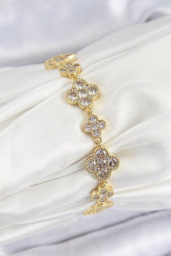 EBJ Rice Zircon Stone Clover Model Gold Color VIP Series Women's Bracelet - Hrodna