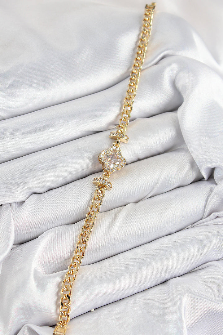 EBJ Rice Zircon Stone Clover Model Gold Color Women's Bracelet - York