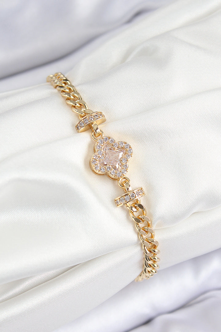 EBJ Rice Zircon Stone Clover Model Gold Color Women's Bracelet - York