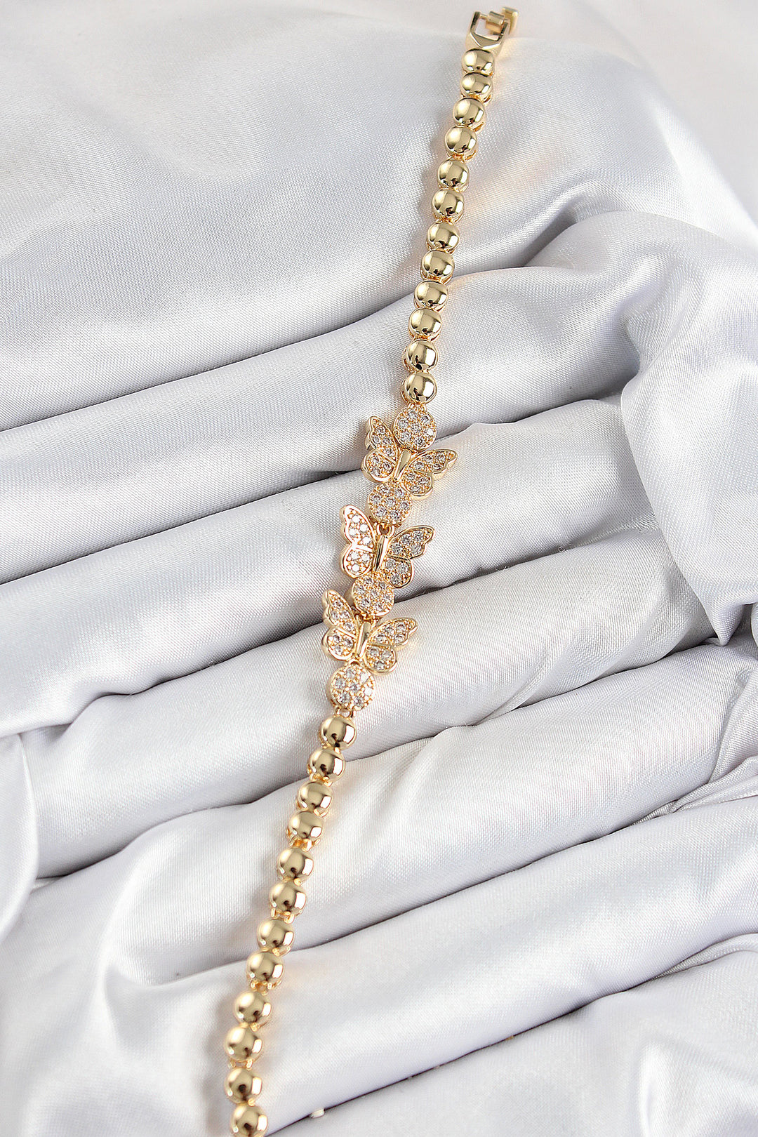 EBJ Rice Zircon Stone Butterfly Model Gold Color Women's Bracelet - Napier