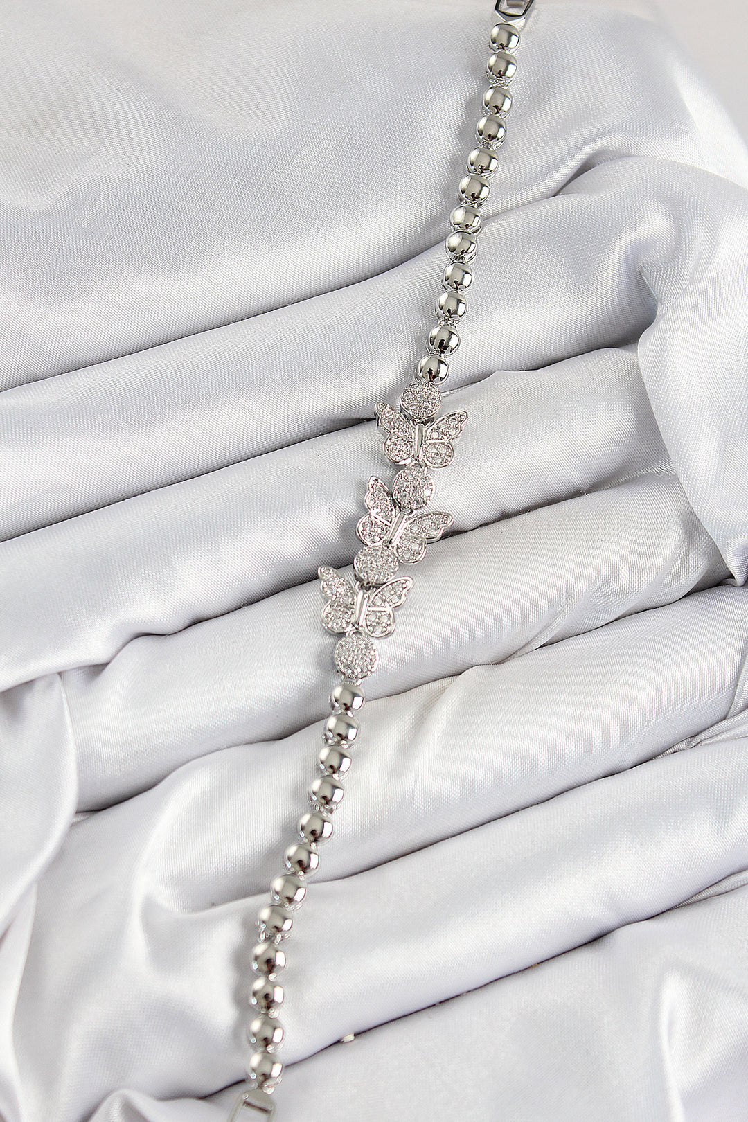 EBJ Rice Zircon Stone Butterfly Model Silver Color Women's Bracelet - Castelo Branco
