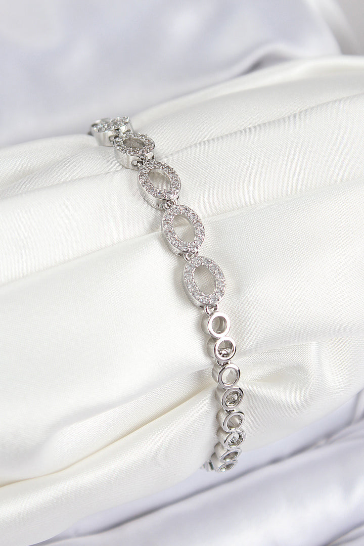 EBJ Rice Zircon Stone Oval Model Silver Color Women's Bracelet - Doncaster