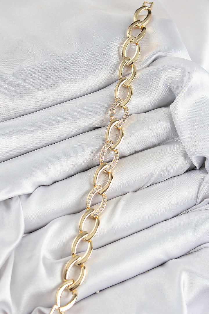 EBJ Rice Zircon Stone Chain Model Gold Color Women's Bracelet - Fairborn