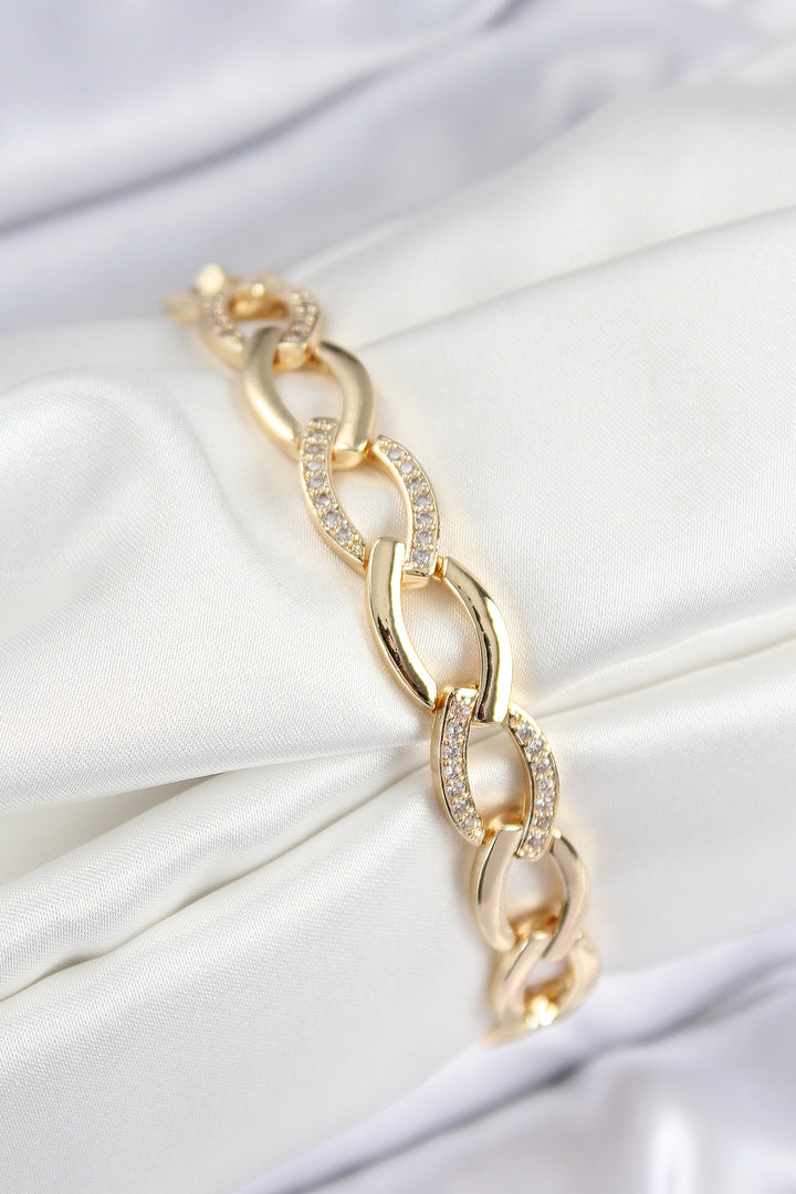 EBJ Rice Zircon Stone Chain Model Gold Color Women's Bracelet - Fairborn
