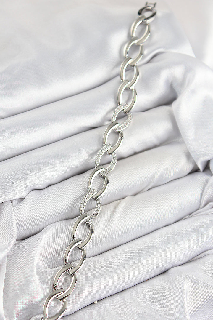 EBJ Rice Zircon Stone Chain Model Silver Color Women's Bracelet - Avignon