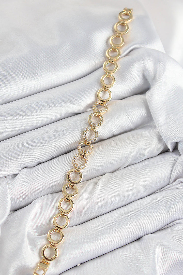 EBJ Rice Zircon Stone Sequined Ring Model Gold Color Women's Bracelet - Leiden