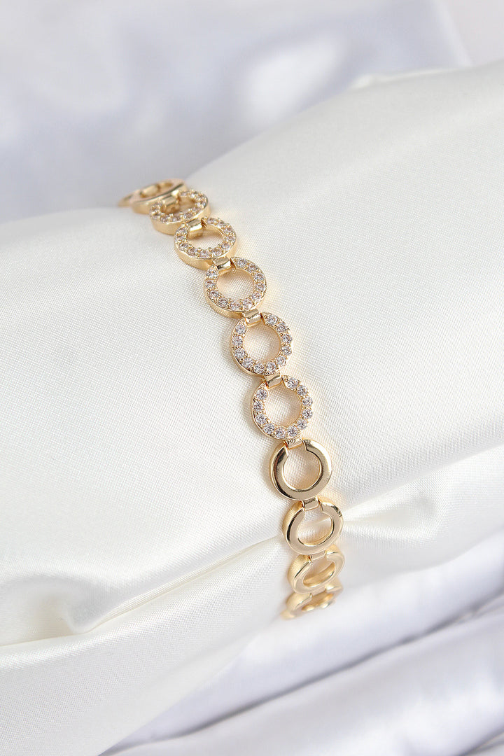 EBJ Rice Zircon Stone Sequined Ring Model Gold Color Women's Bracelet - Leiden
