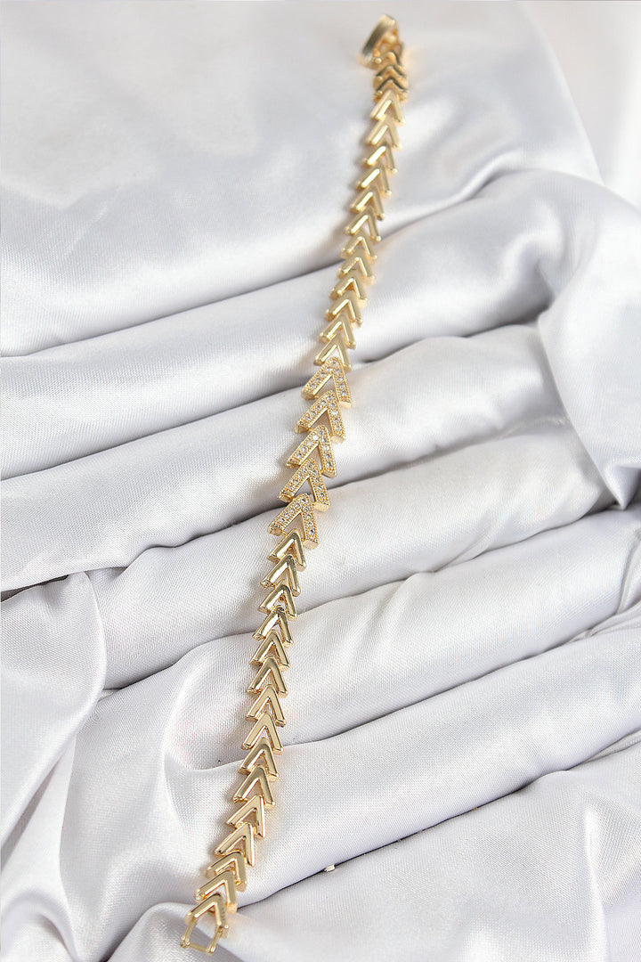 EBJ Rice Zircon Stone Sequined Arrow Model Gold Color Women's Bracelet - El Ejido