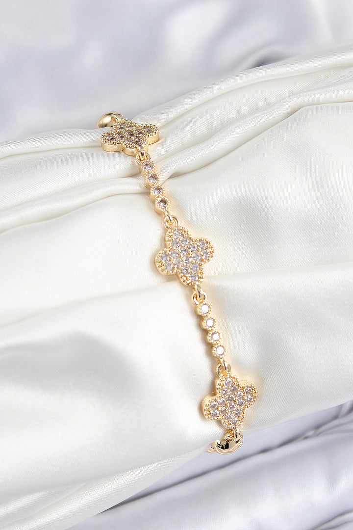 EBJ Rice Zircon Stone Clover Model Gold Color Women's Bracelet - Norfolk