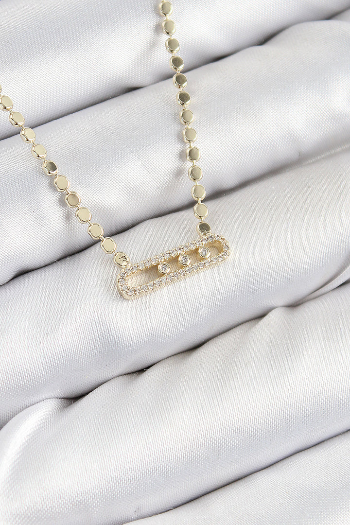 EBJ Messika model necklace with rice zircon stone gold color women's necklace - Santa Pola