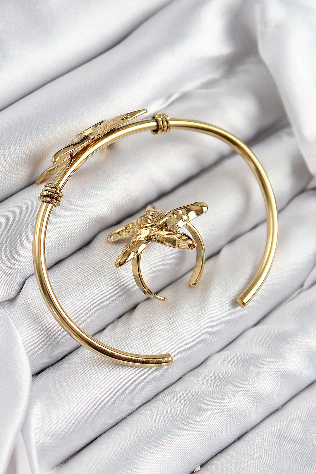 EBJ Rice Starfish Model Gold Color Bracelet Ring Set - Rustavi