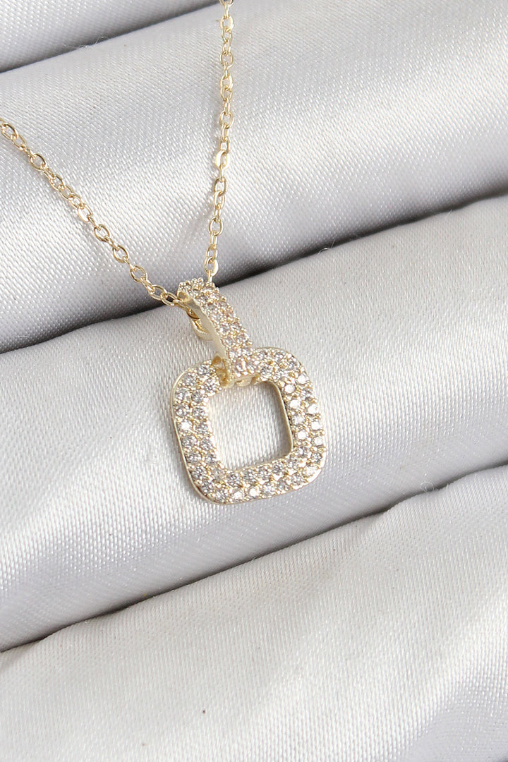 EBJ Rice Zircon Stone Square Model Gold Color Women's Necklace - Ercolano