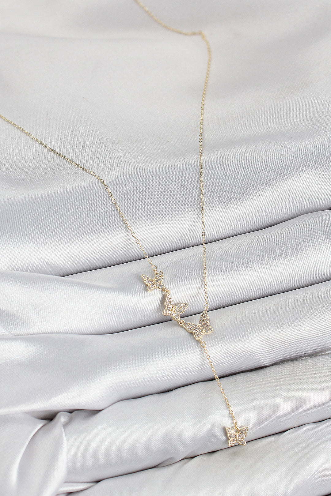 EBJ Rice Zircon Stone Butterfly Model Gold Color Women's Necklace - Daly City