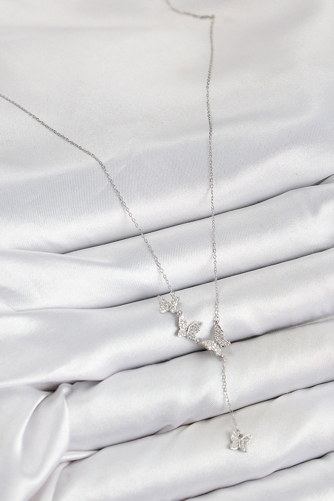 EBJ Rice Zircon Stone Butterfly Model Silver Color Women's Necklace - Ladispoli
