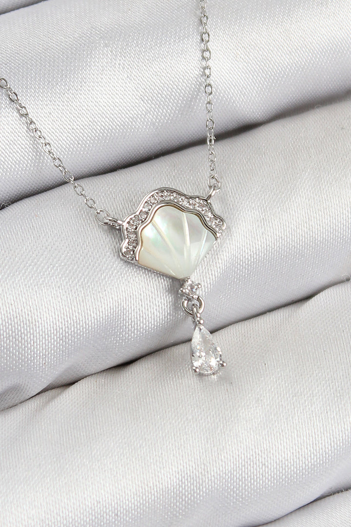 EBJ Rice Zircon Stone Oyster Model Silver Color Women's Necklace - Spoleto